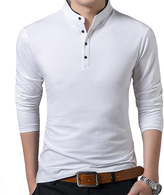 Herren Langarm-Henley-Shirt mit modernem Kragen und Knopfleiste Echoarchiv