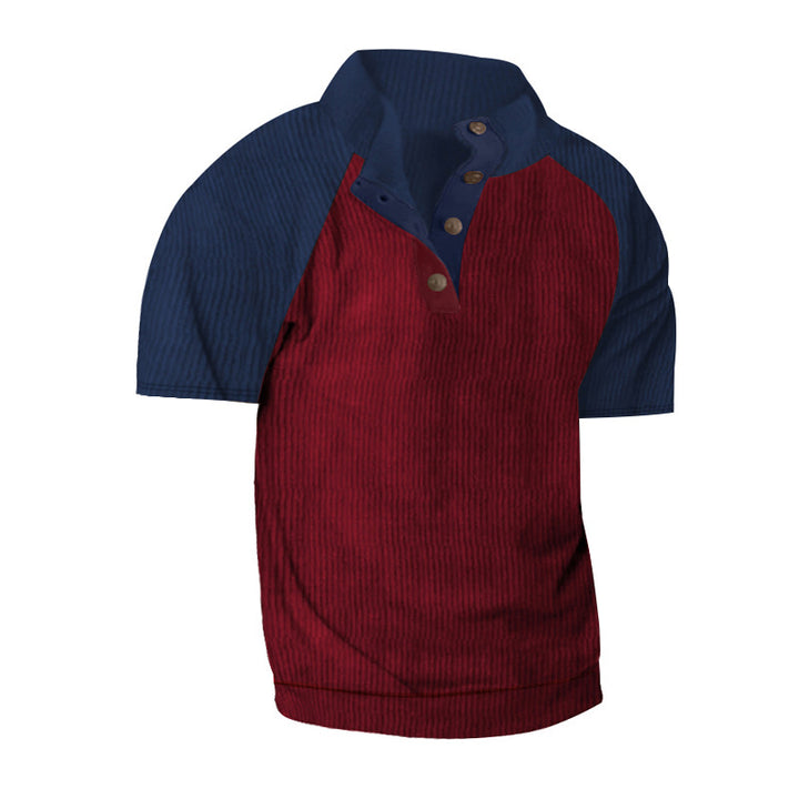 Herren Kurzarm-Henley-Shirt mit modernem Strukturdesign Echoarchiv