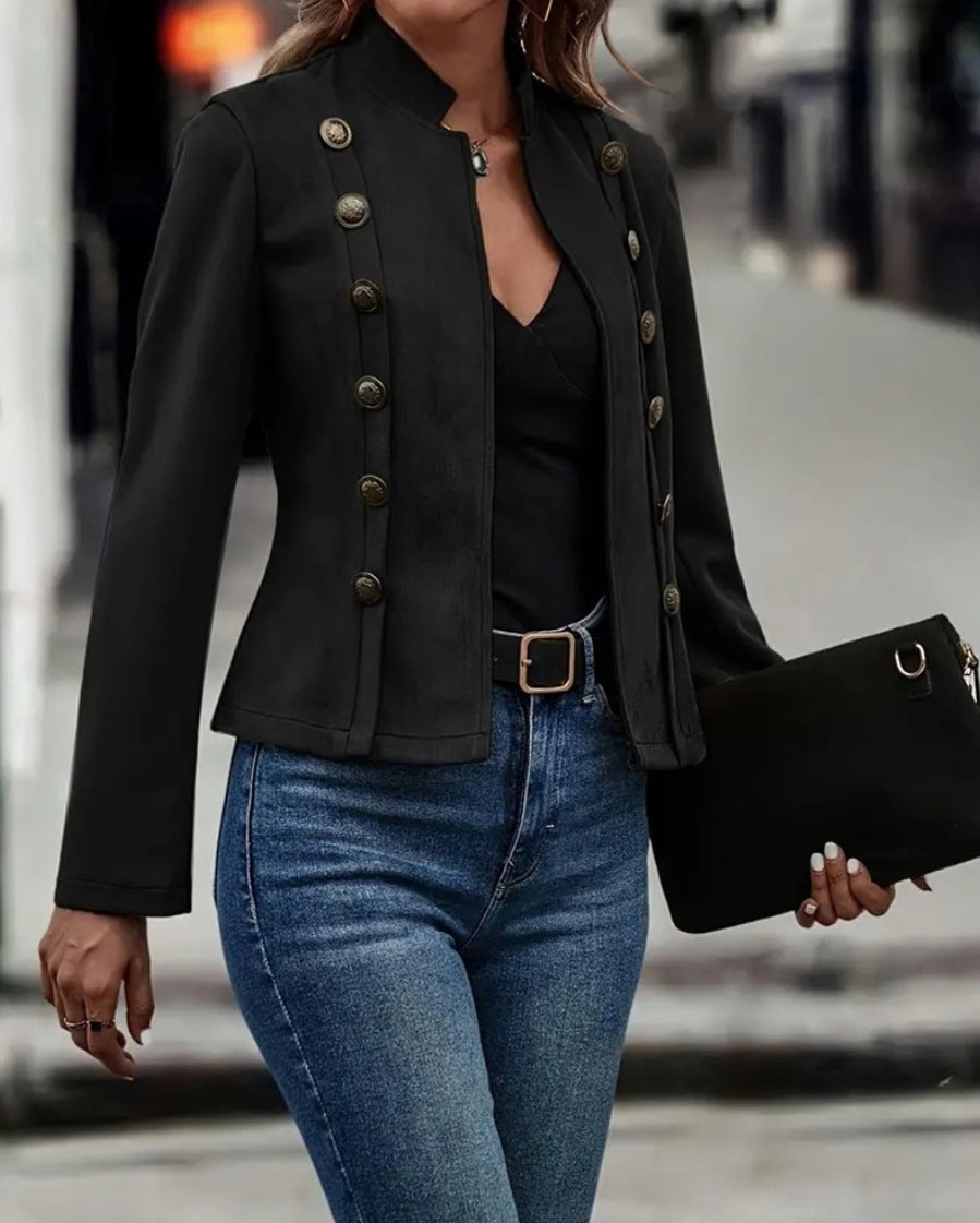 Damen nan taillierte Militärjacke mit Stehkragen und doppelter Knopfleiste Echo Archiv