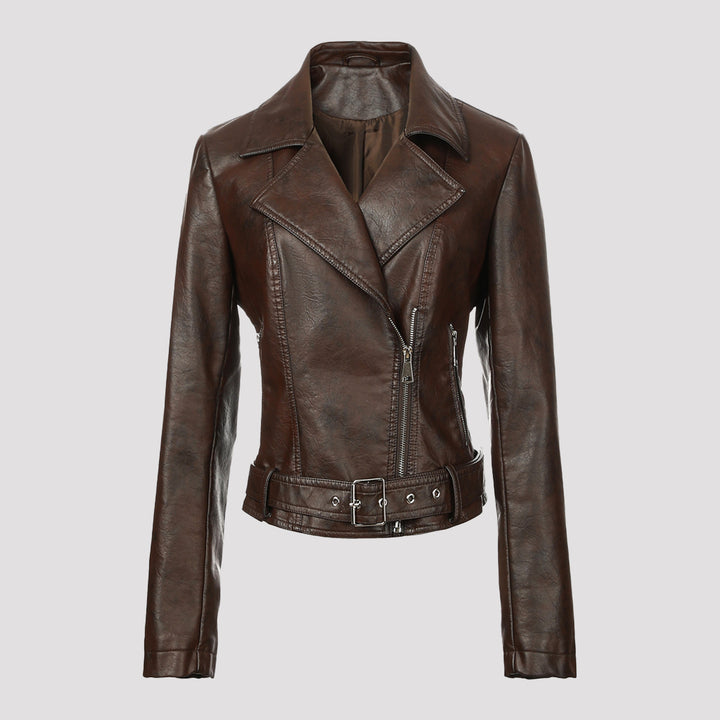 Damen Trendige Bikerjacke mit Taillengürtel Echo Archiv