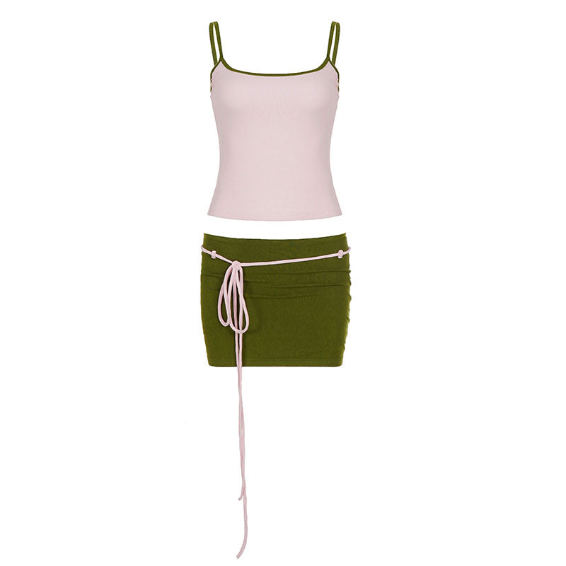 Damen Sportliches Tanktop mit hohem Taillenbund und bindbarem Rock Echo Archiv