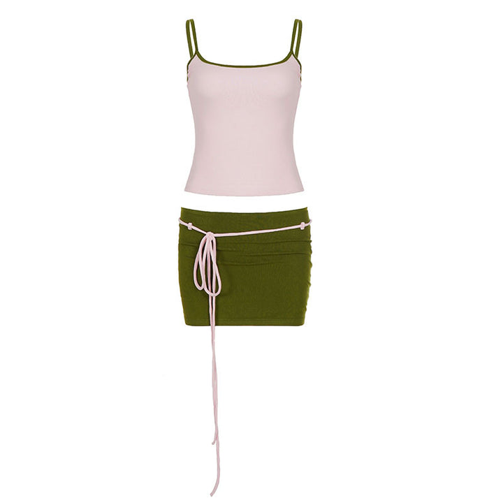 Damen Sportliches Tanktop mit hohem Taillenbund und bindbarem Rock Echo Archiv
