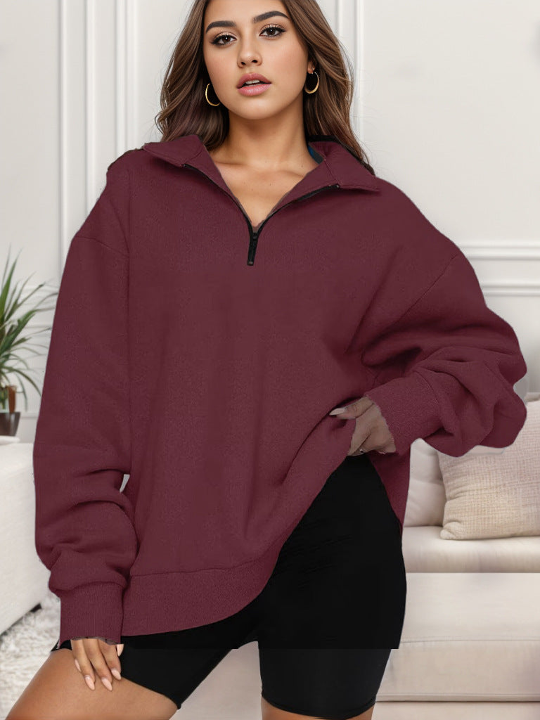 Damen nan übergroßes Sweatshirt mit Halbreißverschluss und Stehkragen Echo Archiv