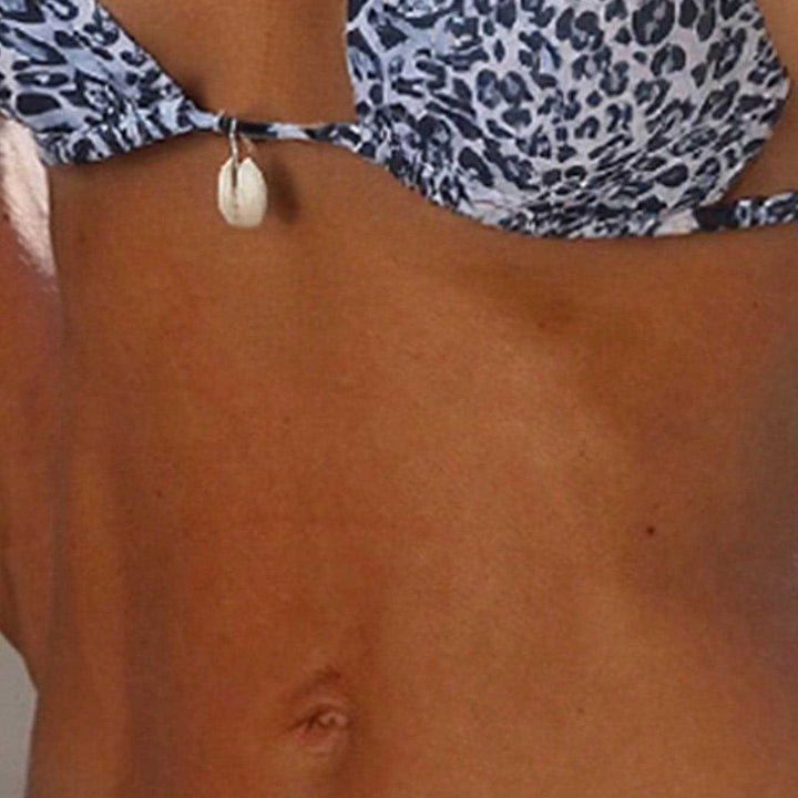 Damen Triangel-Bikini mit tierischem Druck und verspielten Bindebändern Echo Archiv