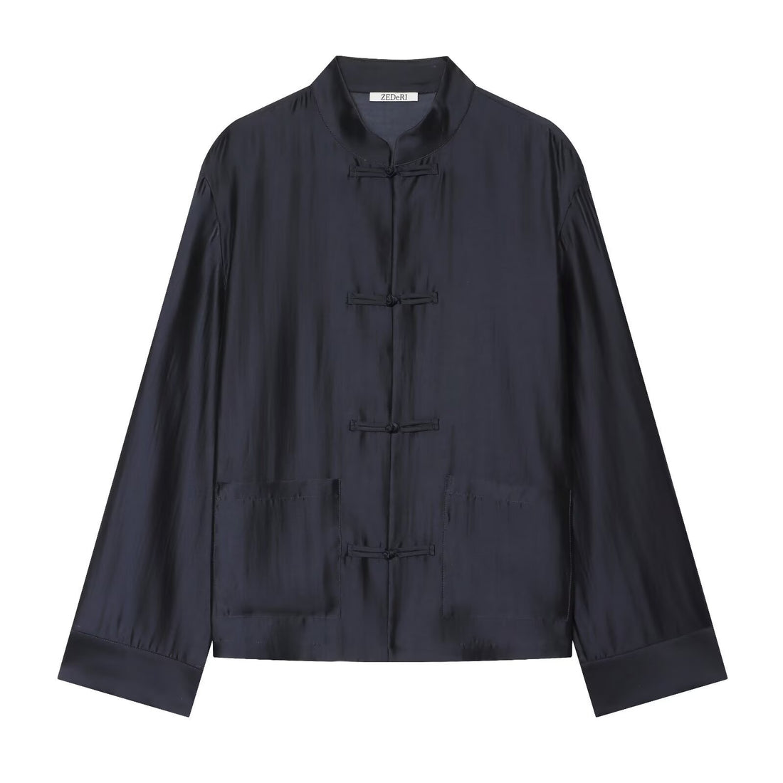Damen Mandarinkragen-Jacke mit Chinesischen Knotenverschlüssen und aufgesetzten Taschen Echo Archiv
