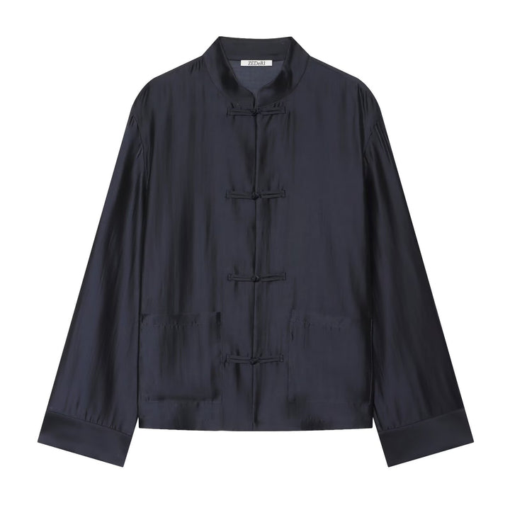 Damen Mandarinkragen-Jacke mit Chinesischen Knotenverschlüssen und aufgesetzten Taschen Echo Archiv