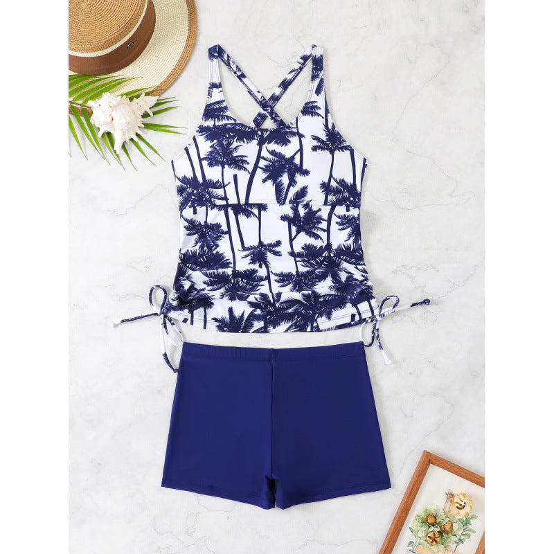 Damen Tankini-Set mit aufregendem Palmenmotiv und verstellbaren Schnüren Echo Archiv