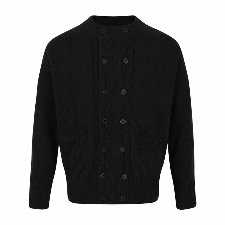 Herren Doppelt geknöpfte Strickcardigan mit Zopfmuster und Stehkragen Echoarchiv