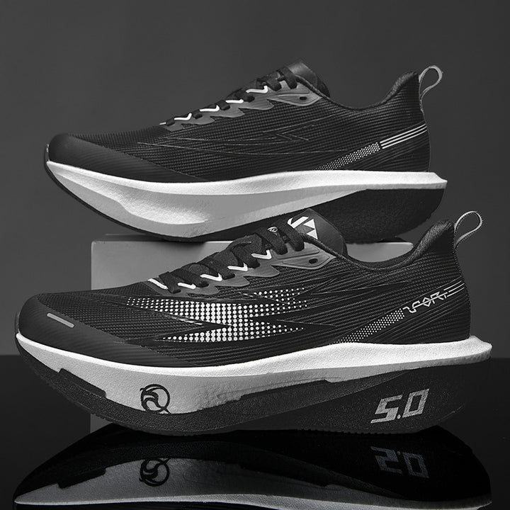 Unisex gedämpfte Race-Plateau-Laufschuhe mit Rocker-Zwischensohle und atmungsaktivem Micro-Mesh – Tavélo