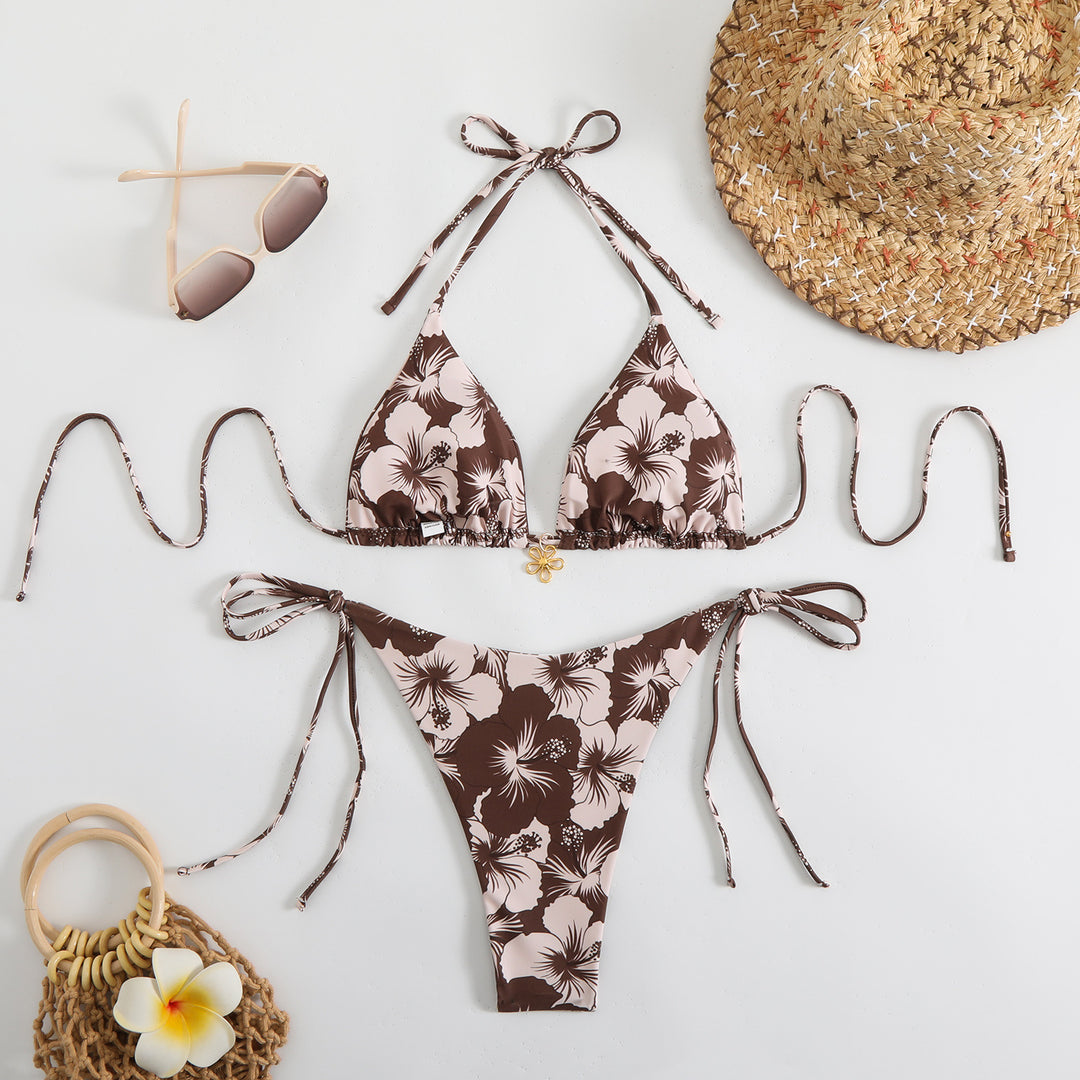 Damen Triangel-Bikini mit floralem Design und verstellbaren Trägern Echo Archiv
