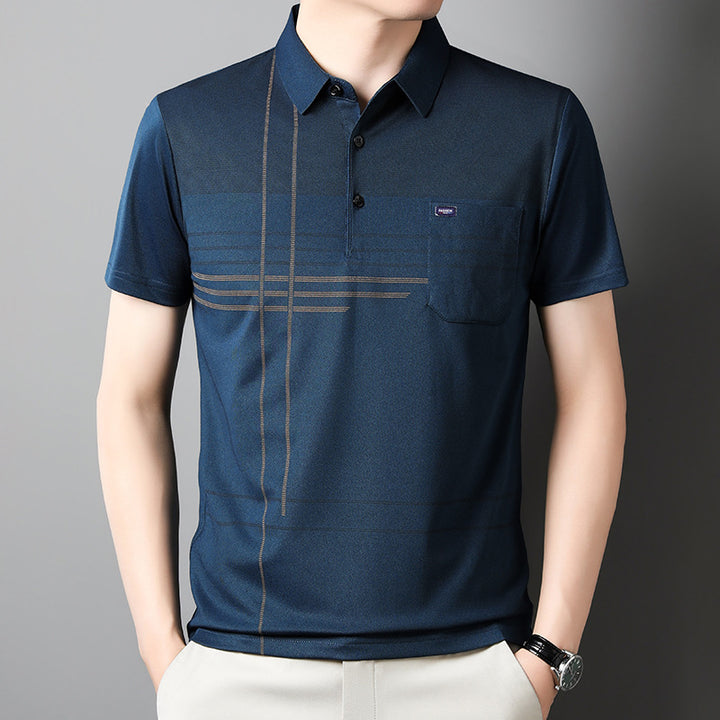 Herren Poloshirt mit atmungsaktiven Eigenschaften und modernem Grafikdesign Echoarchiv