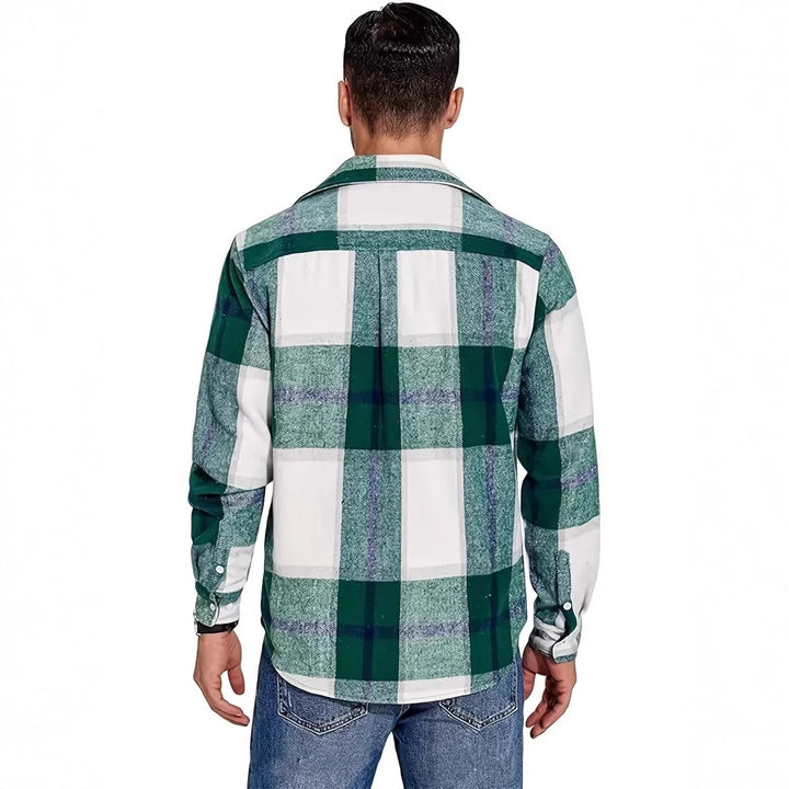 Herren Flanellhemd mit doppelter Brusttasche und kariertem Design Echoarchiv