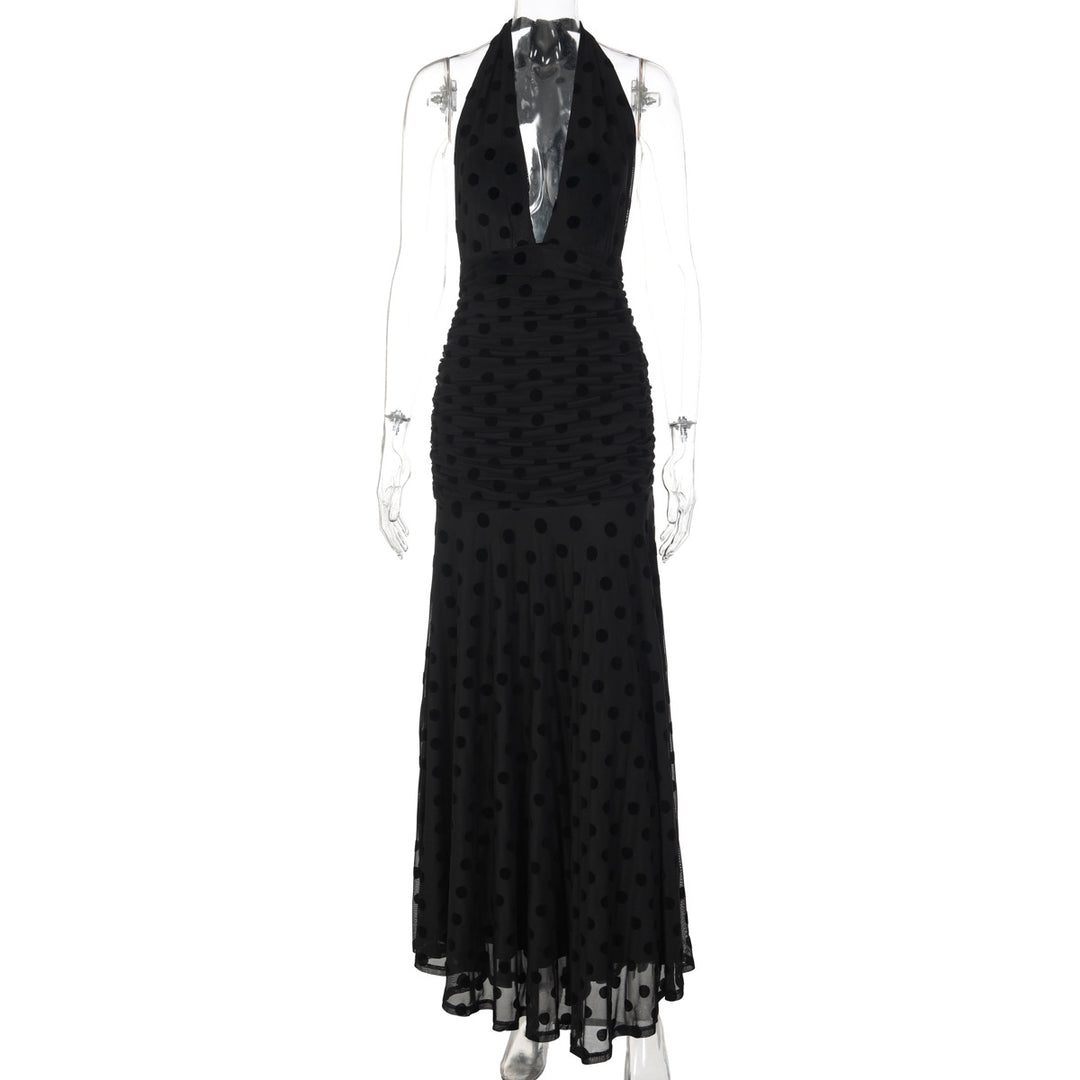 Damen Elegantes Maxikleid mit tiefem Ausschnitt und voluminösem Rock Echo Archiv