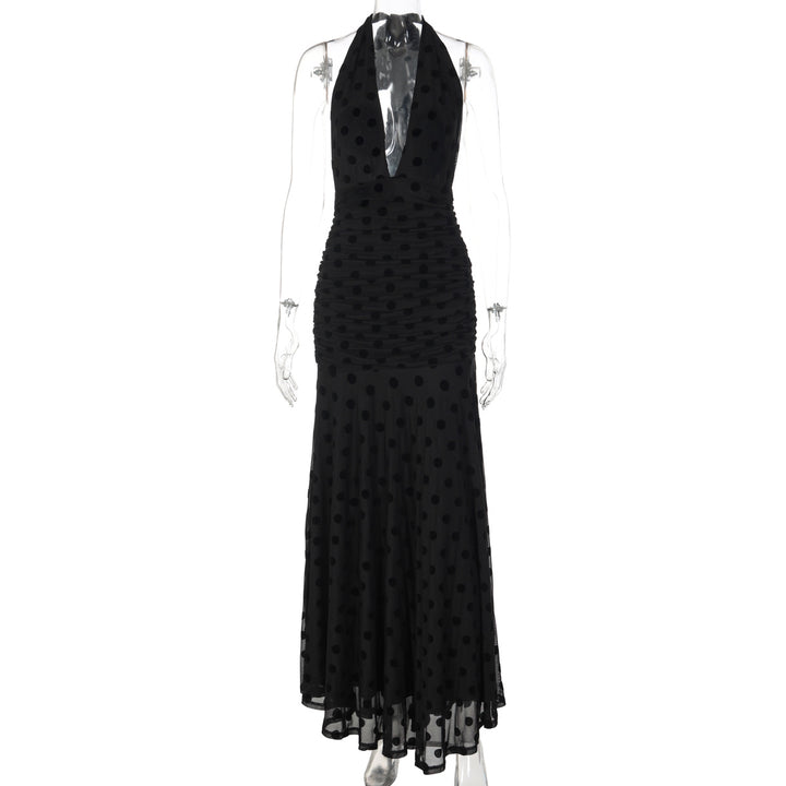 Damen Elegantes Maxikleid mit tiefem Ausschnitt und voluminösem Rock Echo Archiv