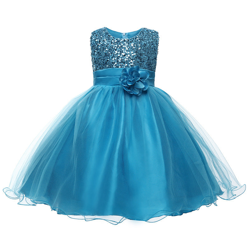 Mädchen Festliches Tüllkleid mit Glitzerndem Oberteil und Floraler Applikation Echoarchiv