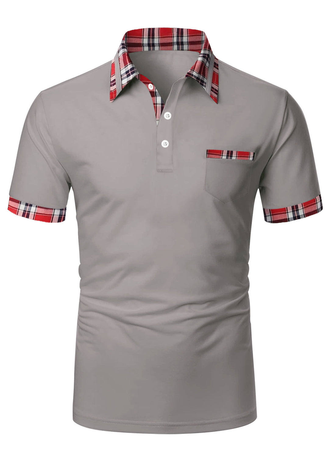Herren Poloshirt mit modernem Karodetail und praktischer Brusttasche Echoarchiv