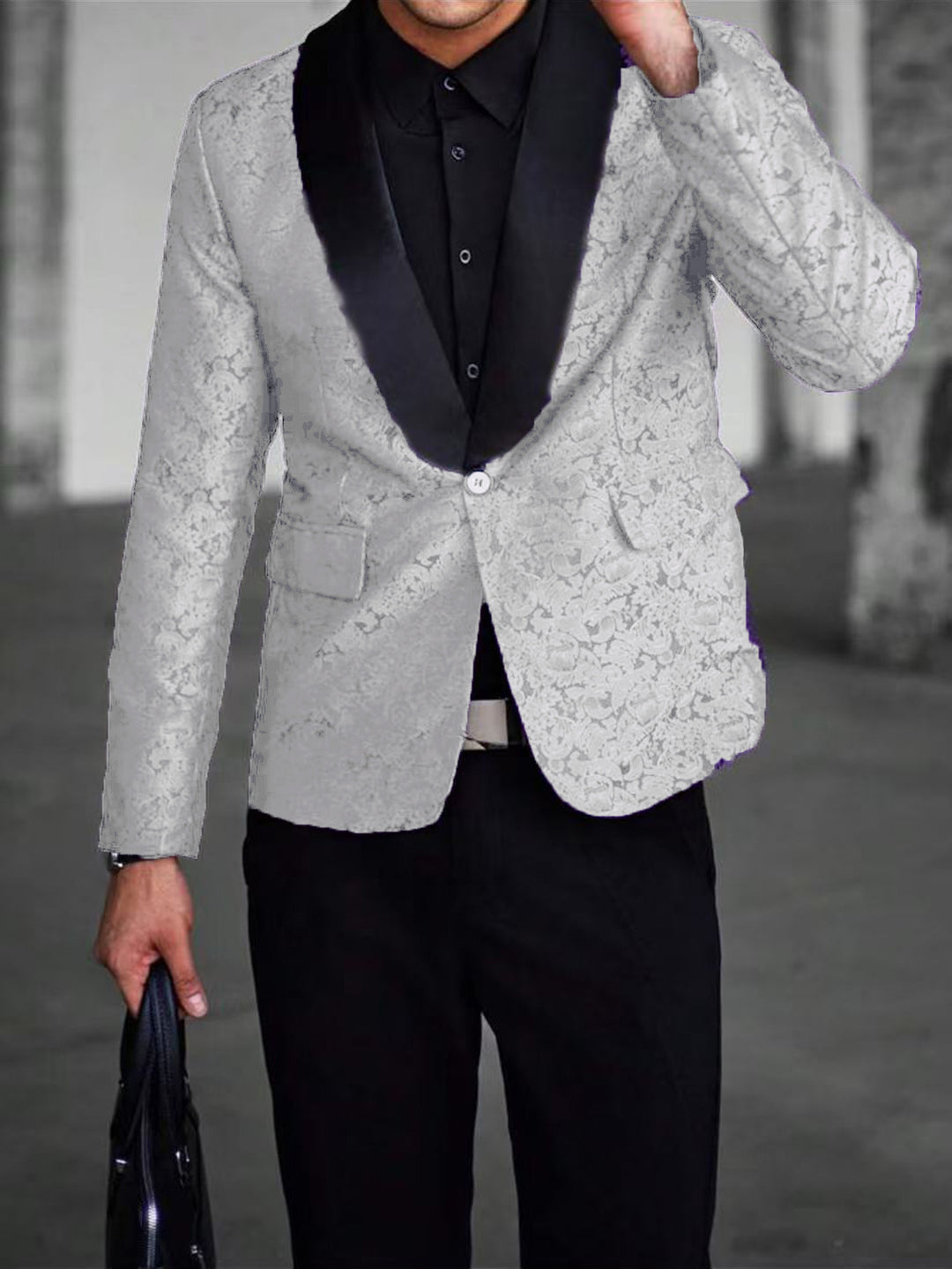 Herren Extravaganter Smoking-Blazer mit filigranem Muster Echoarchiv