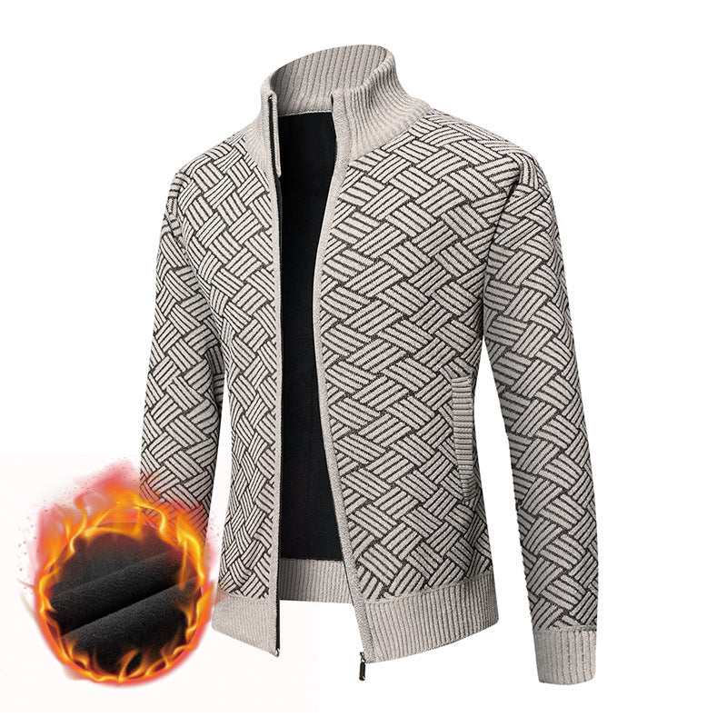 Herren Thermo-Strickzipjacke mit Jacquardmuster und Fleece-Innenfutter Echo Archiv