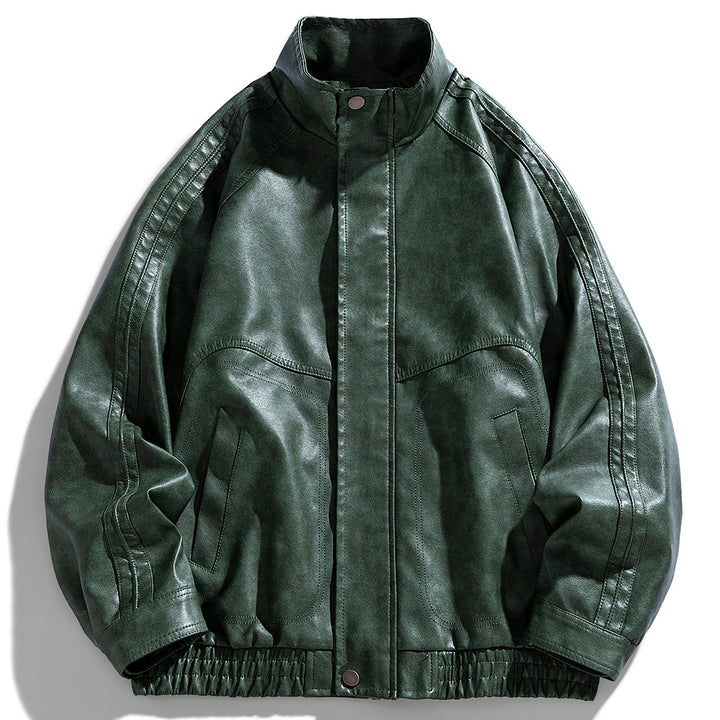 Herren lässige Kunstlederjacke im modernen Oversized-Schnitt mit funktionalen Taschen Echoarchiv