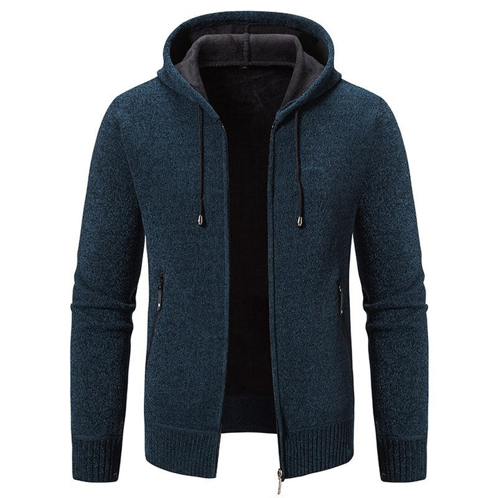 Herren nan warme Strickoptik-Zipjacke mit Teddyfutter, Kapuze und verdeckten Reißverschlusstaschen Echo Archiv