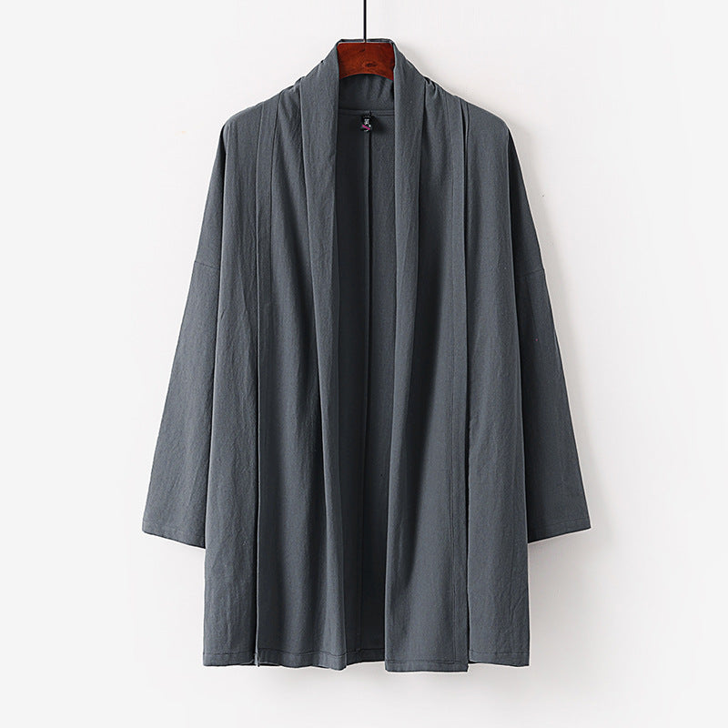 Unisex Offene Kimono-Cardigan aus leichter Baumwoll-Leinen-Mischung Echoarchiv