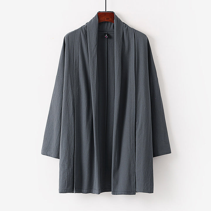 Unisex Offene Kimono-Cardigan aus leichter Baumwoll-Leinen-Mischung Echoarchiv