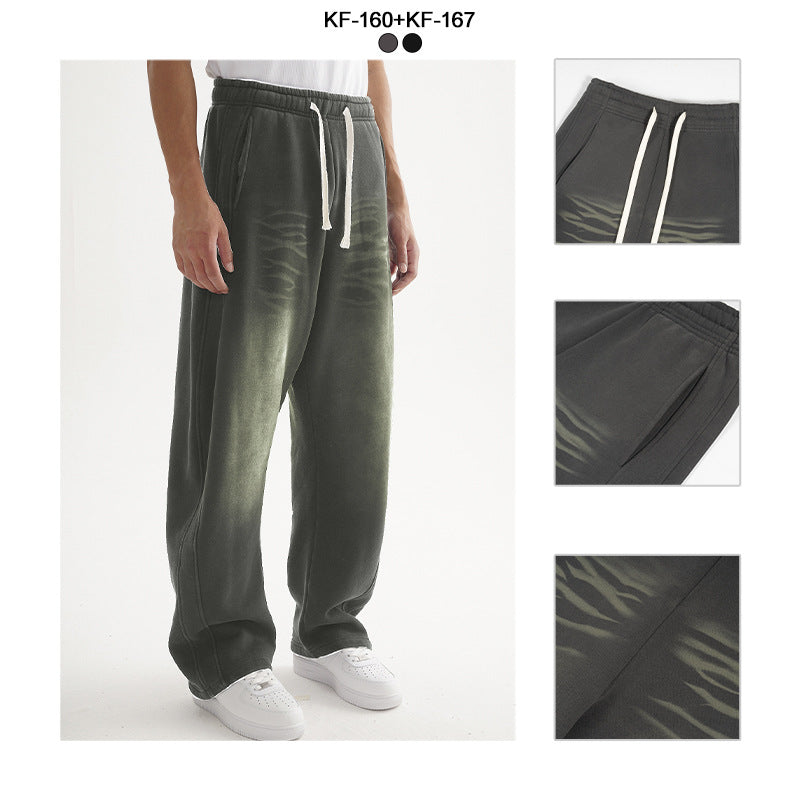Herren Weite Sweathose im Haremsschnitt mit tiefem Schritt, extra langen Kordeln und Vintage-Fade Echo Archiv