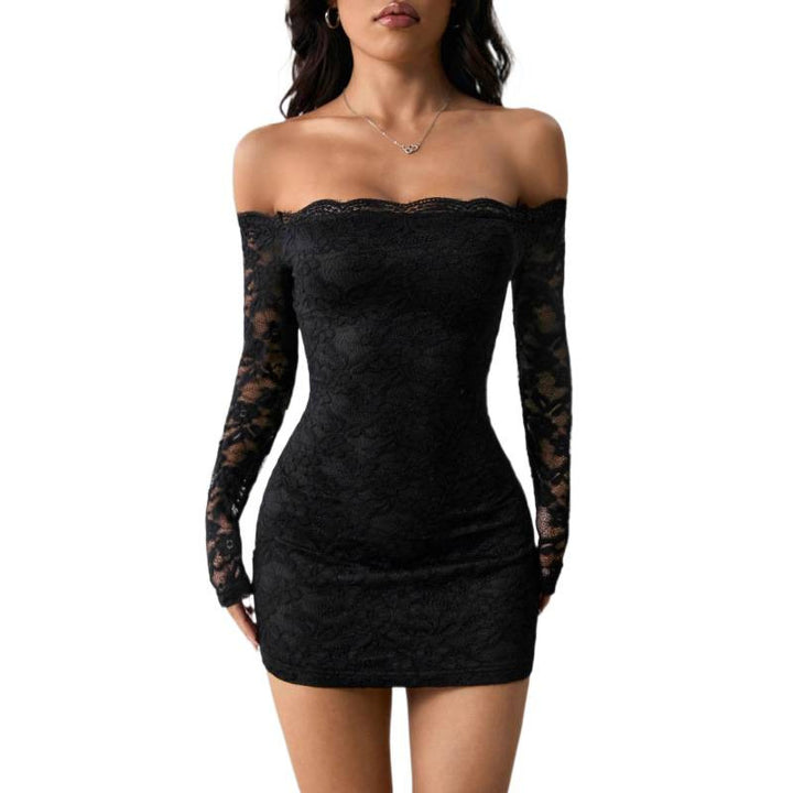Damen Spitzenkleid mit eleganten transparenten Ärmeln und tailliertem Schnitt Echo Archiv