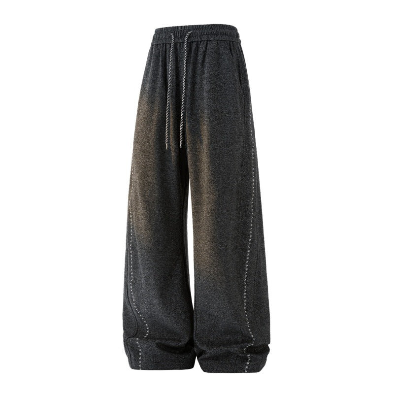 Damen Weite Lounge‑Hose aus Sweatstoff mit Kordelzug, Ziernähten und elastischem Bund Echoarchiv