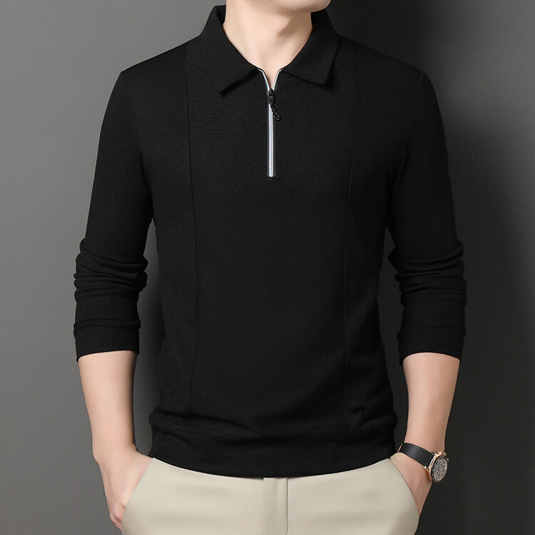 Herren lässiger Langarmpulli mit Halbreißverschluss und strukturiertem Design Echoarchiv