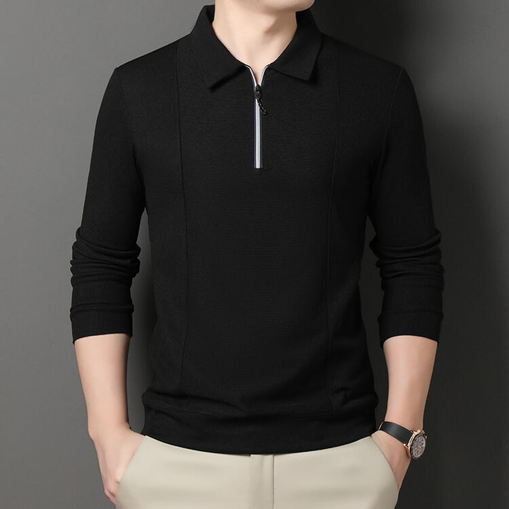 Herren lässiger Langarmpulli mit Halbreißverschluss und strukturiertem Design Echoarchiv