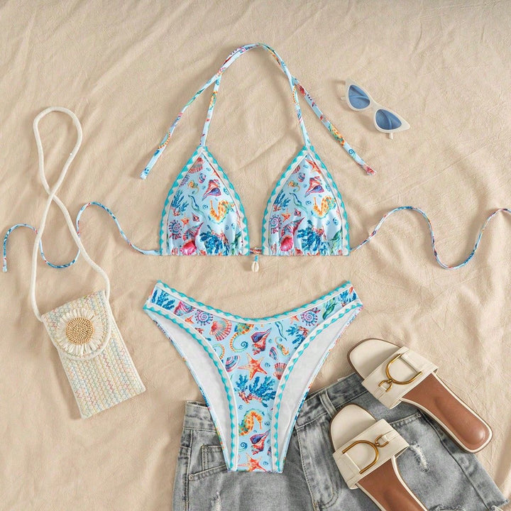 Damen Triangel-Bikini mit maritimem Muster Echo Archiv