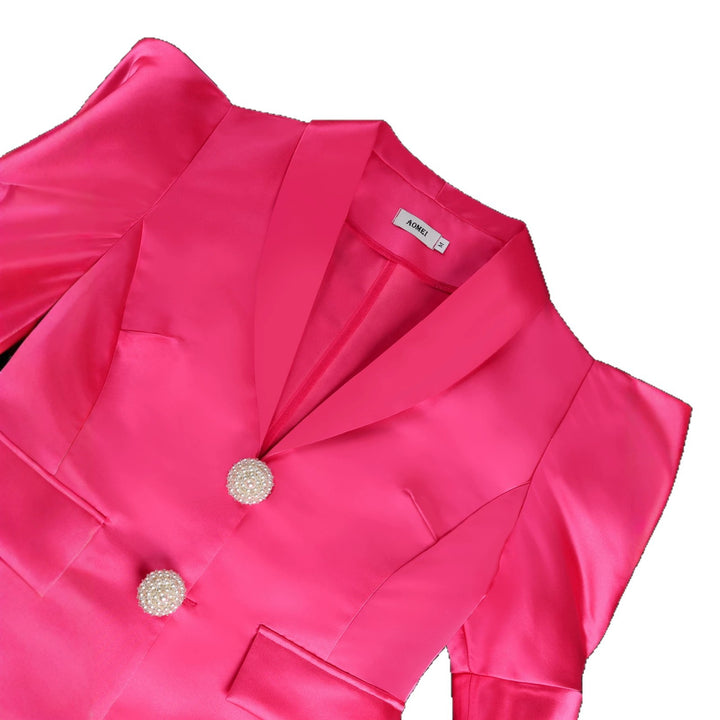 Damen Elegantes Blazer-Kleid mit Puffärmeln und Glitzerknöpfen Echo Archiv
