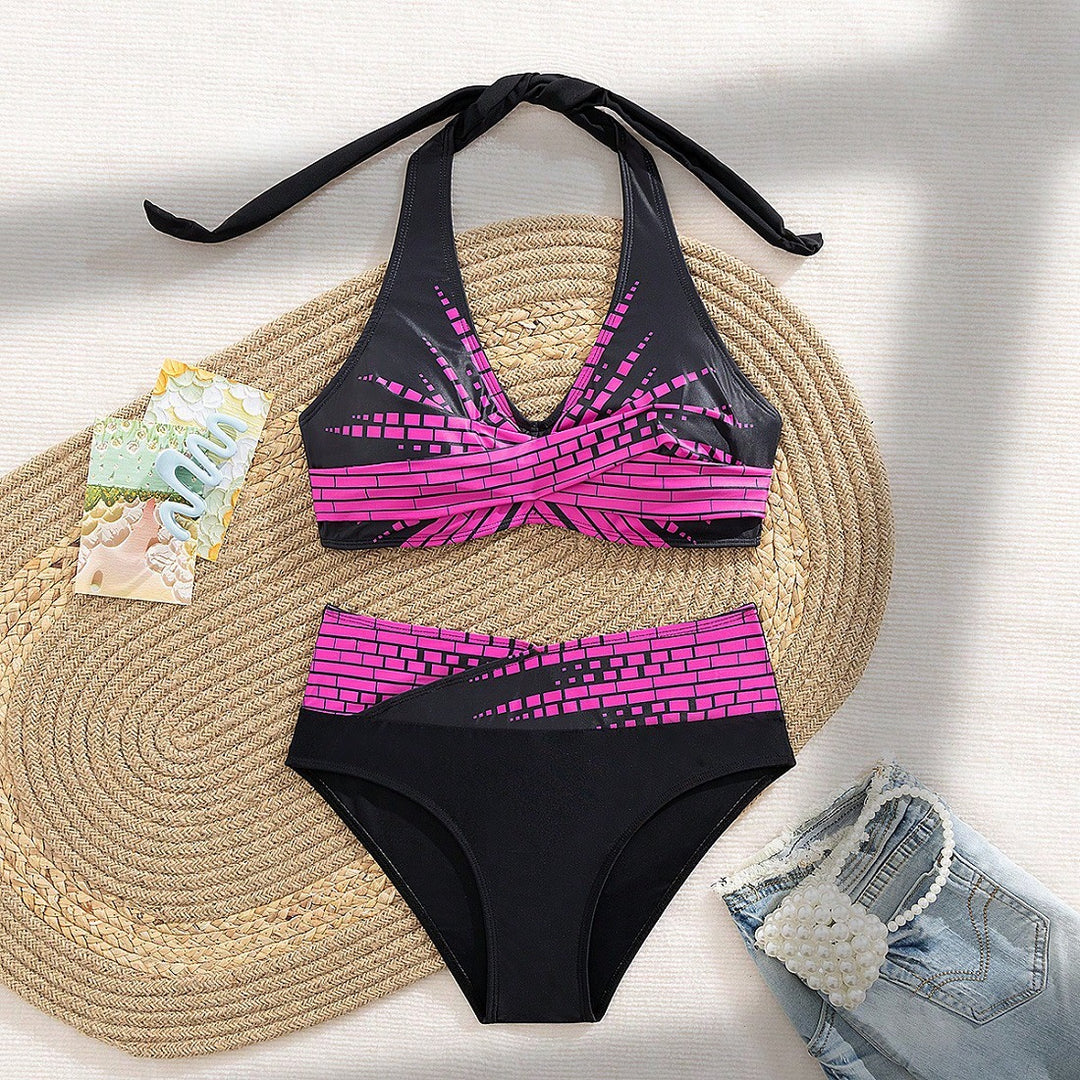 Damen Triangel-Bikini mit modischem Schnitt und graphischem Design Echo Archiv