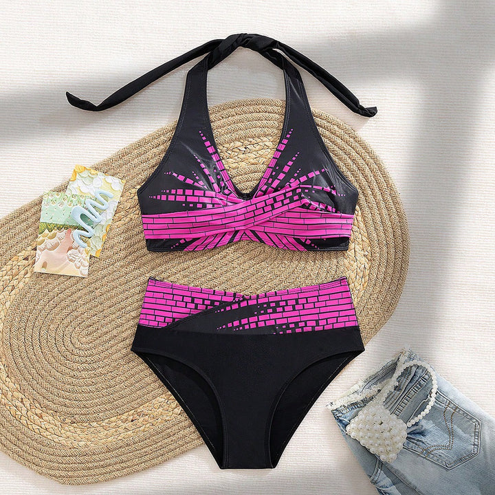 Damen Triangel-Bikini mit modischem Schnitt und graphischem Design Echo Archiv
