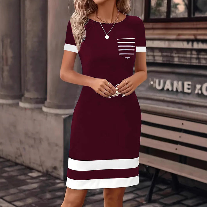Damen Freizeitkleid mit modischem Streifendesign und praktischer Brusttasche Echoarchiv