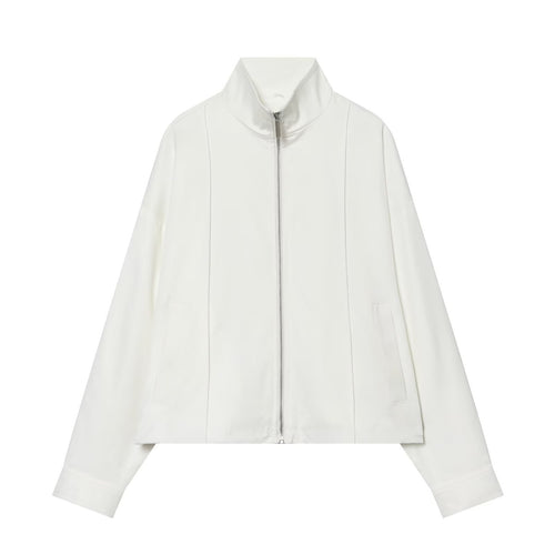 Damen Cropped‑Kastige Übergangsjacke mit Funnelkragen und durchgehendem Reißverschluss Echoarchiv