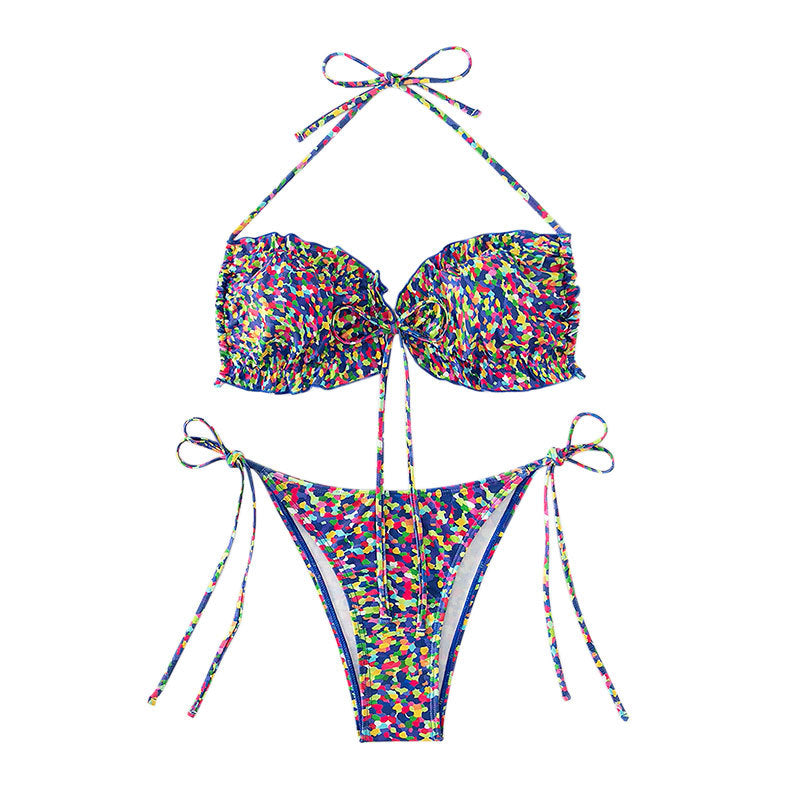 Damen Bikini mit sexy hoch geschnittenem Slip und buntem Design Echo Archiv