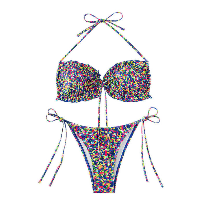 Damen Bikini mit sexy hoch geschnittenem Slip und buntem Design Echo Archiv