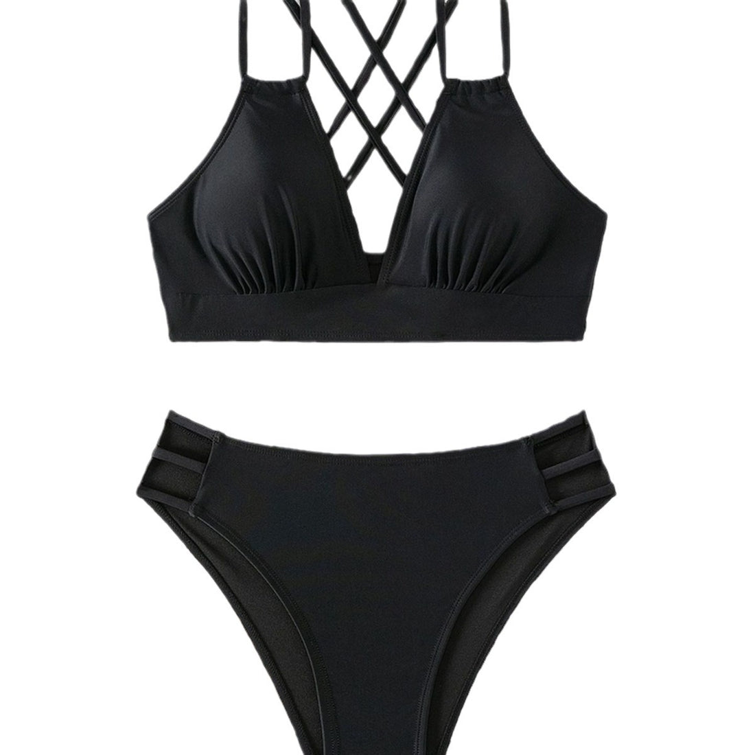 Damen Triangel-Bikini mit geflochtenen Trägern und hohem Schnitt – Maréssa