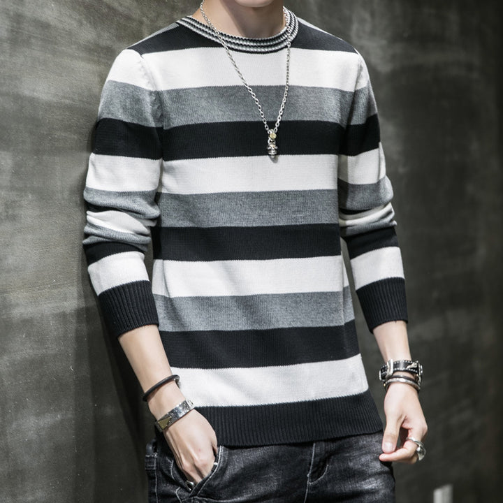 Herren gestreifter Pullover aus weichem Baumwollmix Echoarchiv