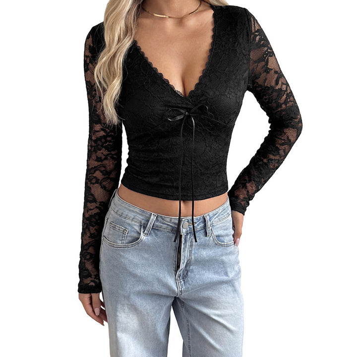 Damen Elegantes Langarmoberteil mit Spitzendetails Echo Archiv