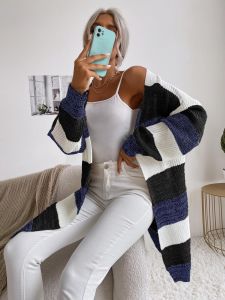 Damen Lässiger Strickmantel mit Streifen Echo Archiv