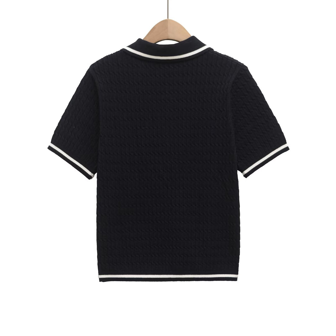 Damen Poloshirt mit strukturiertem Material und edlen Knopfdetails Echo Archiv