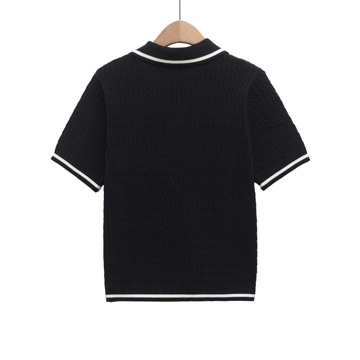 Damen Poloshirt mit strukturiertem Material und edlen Knopfdetails Echo Archiv