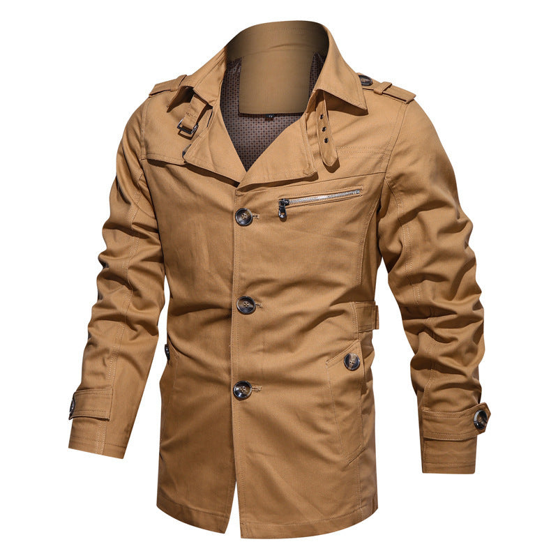 Herren Leichte Fieldjacke im Trenchstil mit Reverskragen und Schulterklappen – Taviero