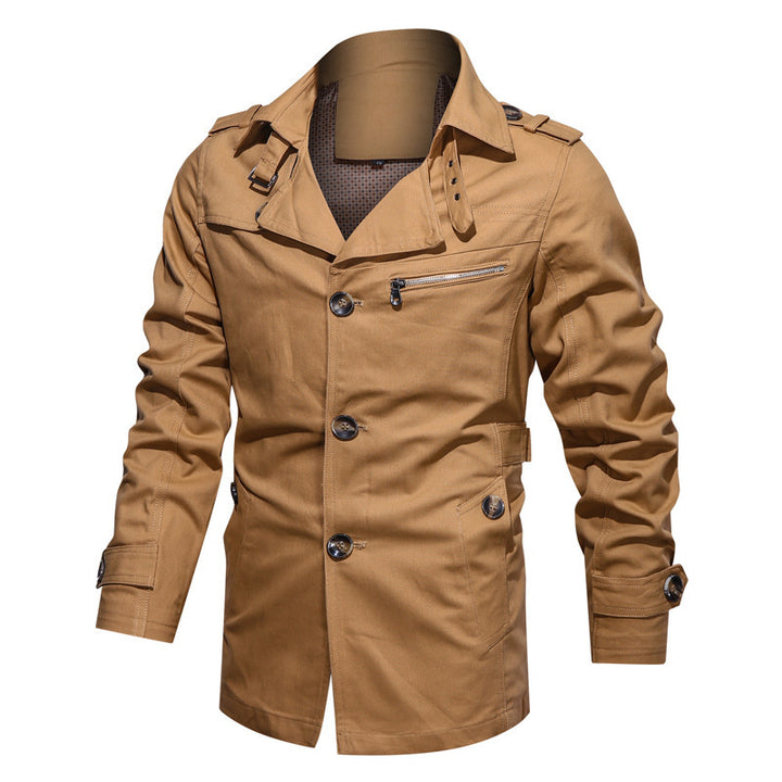 Herren Leichte Fieldjacke im Trenchstil mit Reverskragen und Schulterklappen – Taviero