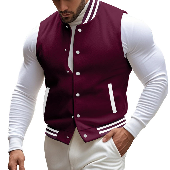 Herren sportliche Collegejacke mit Druckknöpfen und Streifen Echoarchiv
