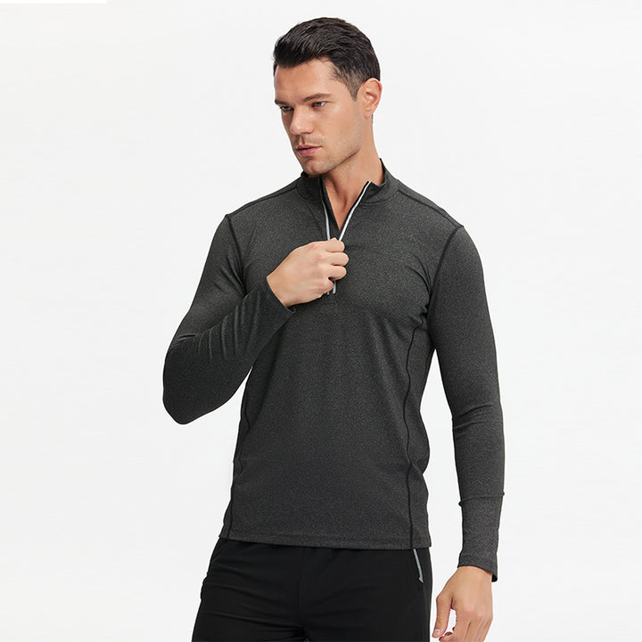 Herren Atmungsaktives Funktions-Langarmshirt mit halbem Reißverschluss und sportlichem Slim-Fit – Marzano