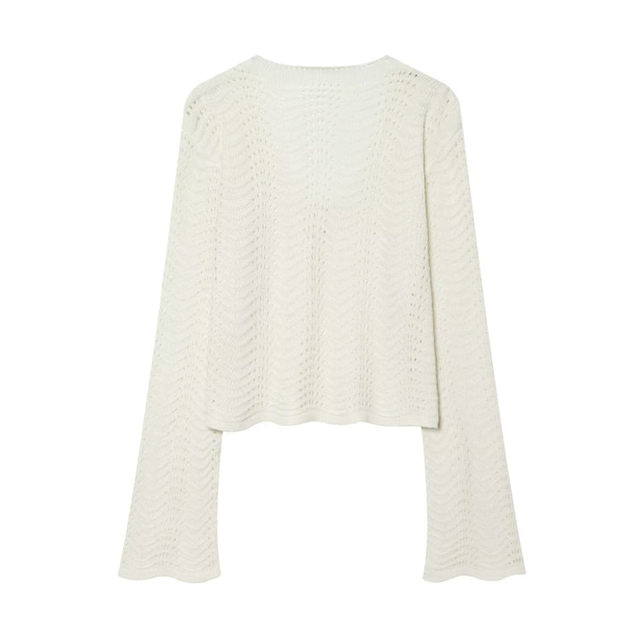 Damen Gestricktes Zweiteiler-Set mit V-Ausschnitt Croppedpullover und Midirock Echo Archiv